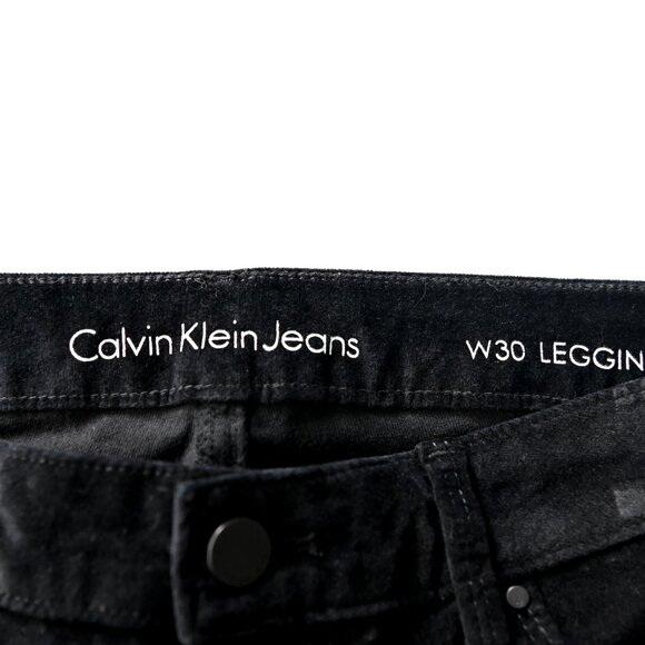 CALVIN KLEIN Black Velour Legging Jeans - Size 30 - Picture 1 of 8